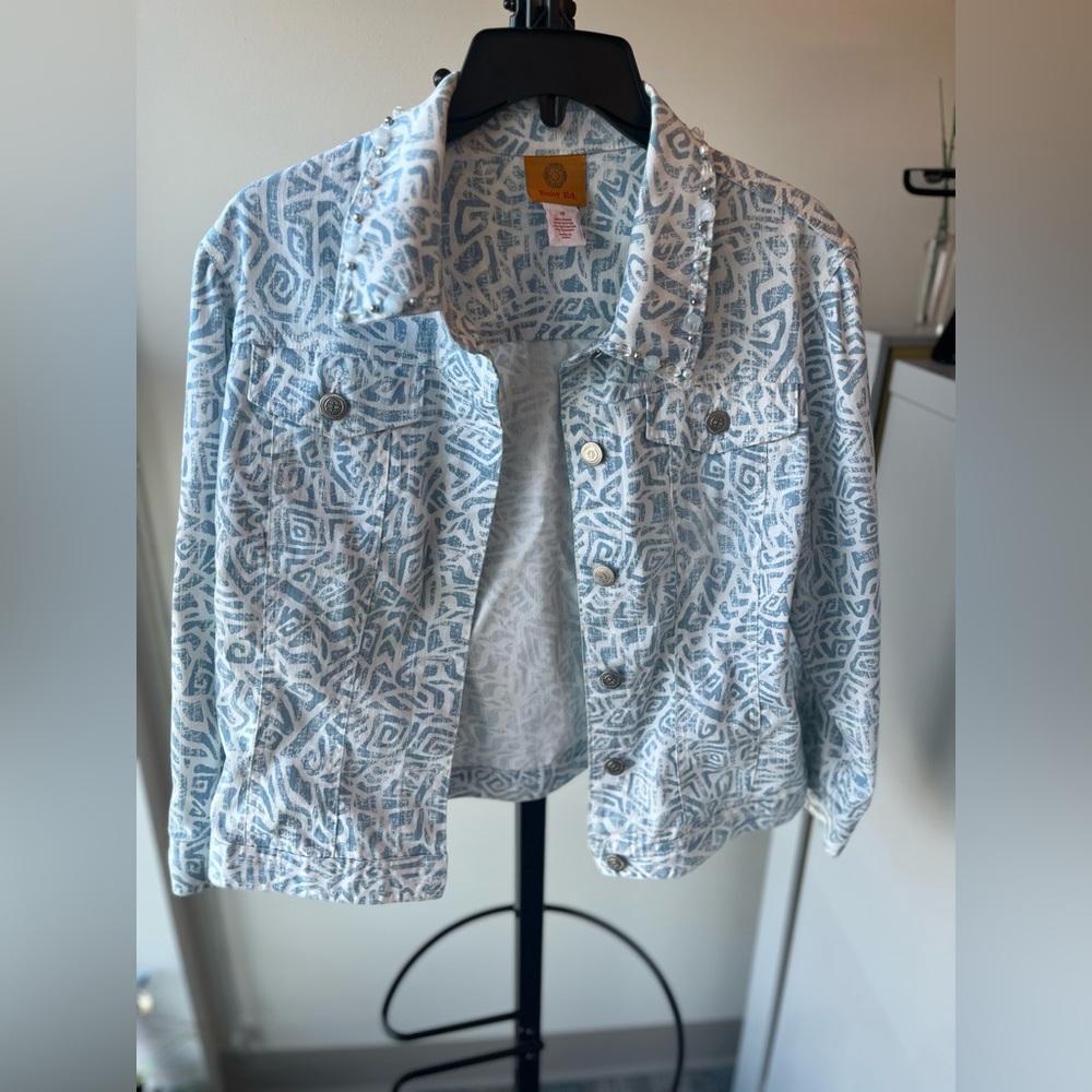 Ruby Rd. Blue and White Patterned Jacket - Picture 4 of 9